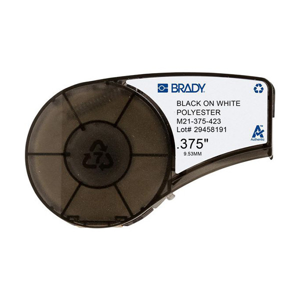 Brady M21-375-423 cinta de poliéster permanente, negro sobre blanco, 9,53 mm x 6,40 m (original) M21-375-423 147168 - 1