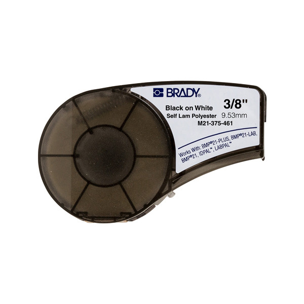 Brady M21-375-461-AW cinta de poliéster laminado negro sobre blanco 9,53 mm x 6,40 m (original) M21-375-461-AW 147174 - 1