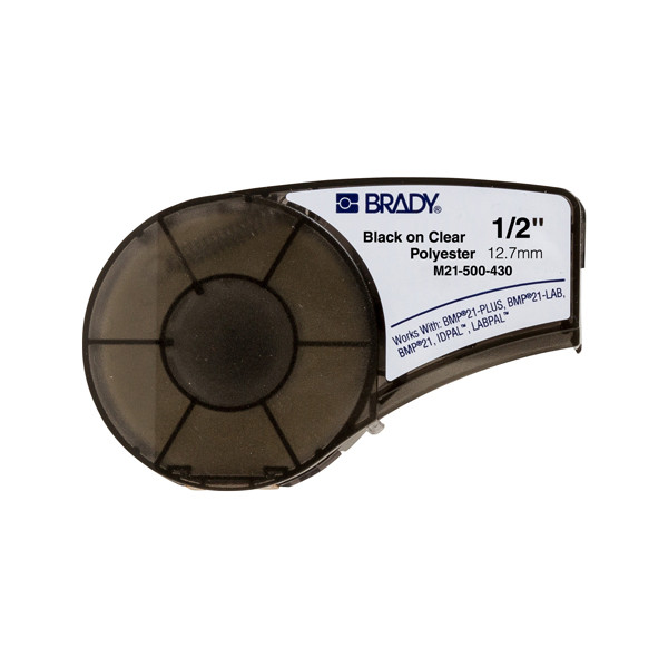 Brady M21-500-430 cinta poliéster negro sobre transparente 12,7mm x 6,40M (original) M21-500-430 147210 - 1