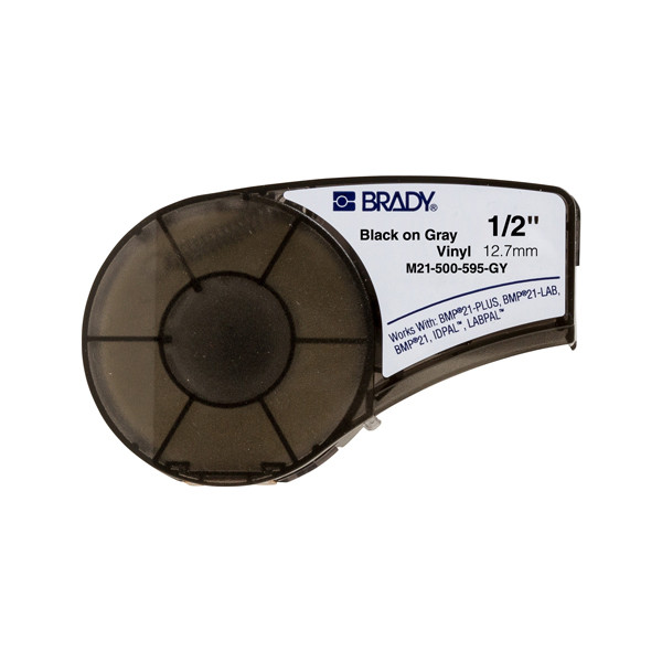 Brady M21-500-595-GY cinta de vinilo negro sobre gris 12,7 mm x 6,40 m (original) M21-500-595-GY 147230 - 1