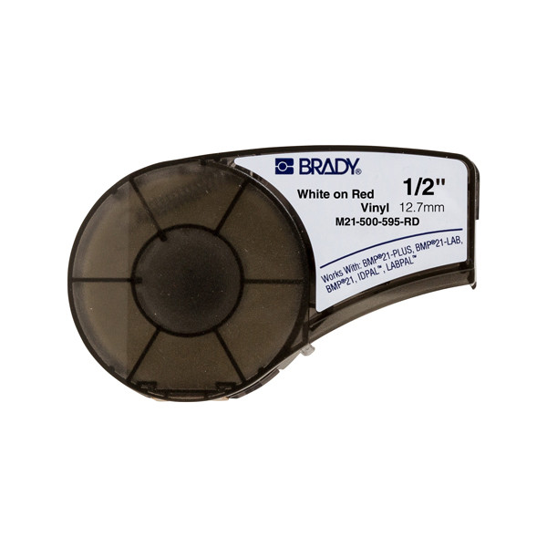 Brady M21-500-595-RD cinta de vinilo blanco sobre rojo 12,7 mm x 6,40 m (original)