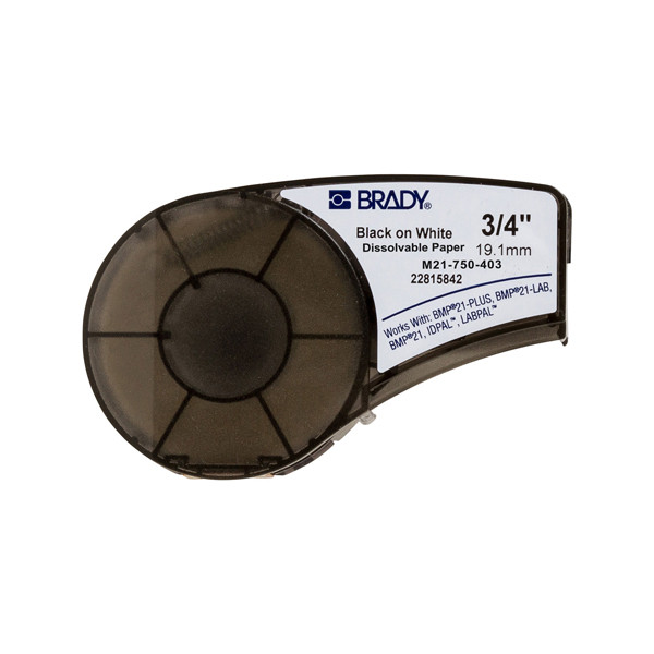 Brady M21-750-403 cinta de papel negro sobre blanco 19,1 mm x 6,40 m (original)