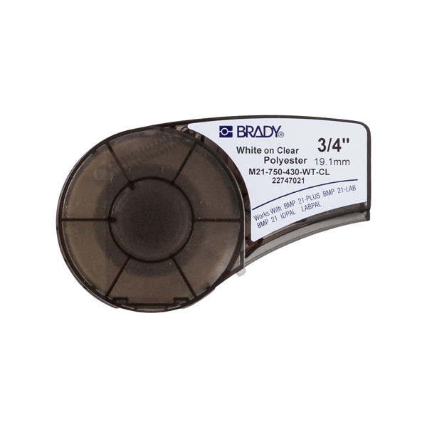 Brady M21-750-430-WT-CL cinta de poliéster blanco sobre transparente 19,1 mm x 6,40 m (original) M21-750-430-WT-CL 147252 - 1