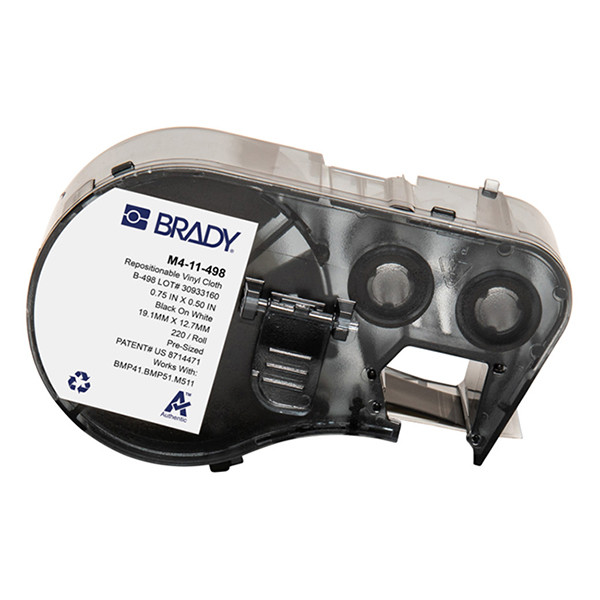 Brady M4-11-498 etiquetas de tela de vinilo negro sobre blanco 12,7 mm x 19,05 mm (original)