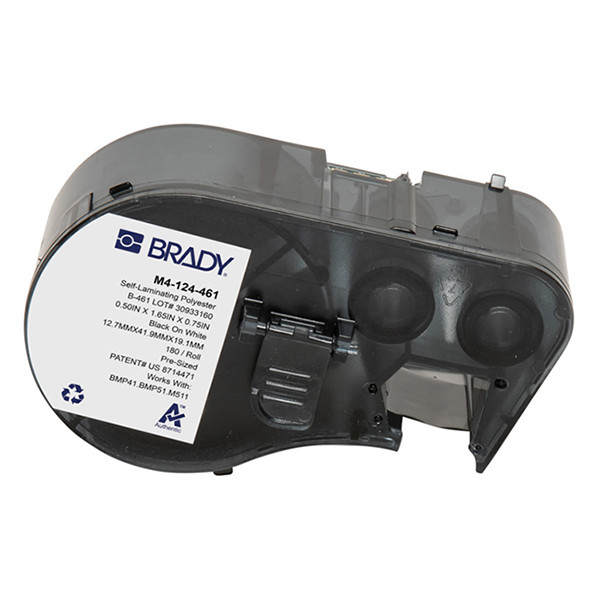Brady M4-124-461 etiquetas de poliéster laminadas negro sobre blanco/transparente 12,7 mm x 41,91 mm x 19,05 mm (original) M4-124-461 148142 - 1