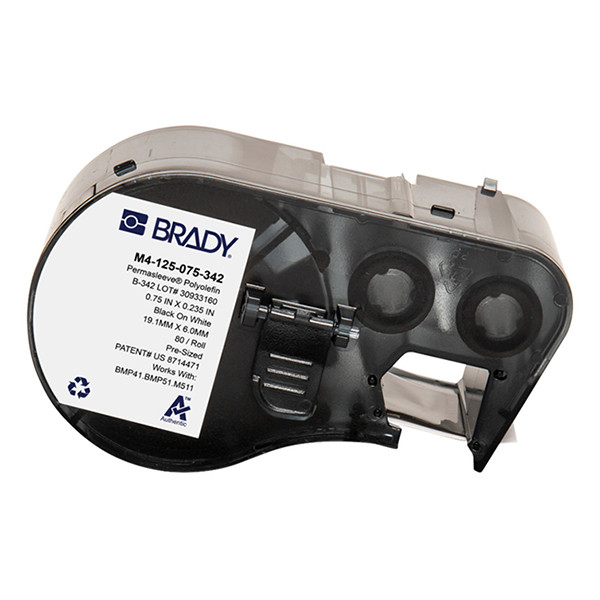 Brady M4-125-075-342 cinta termorretráctil negra sobre blanco 19,05 mm x 6,00 mm (original)