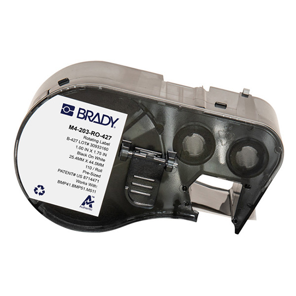 Brady M4-203-RO-427 etiquetas de vinilo laminado negro sobre blanco 25,40 mm x 44,45 mm (original) M4-203-RO-427 147954 - 1