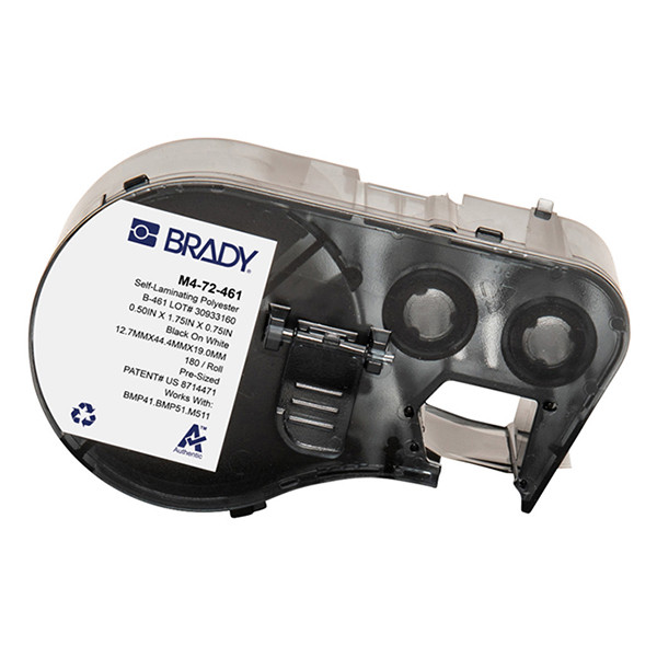Brady M4-72-461 etiquetas de poliéster laminada negro sobre blanco/transparente 12,7 mm x 44,45 mm x 19,05 mm (original)