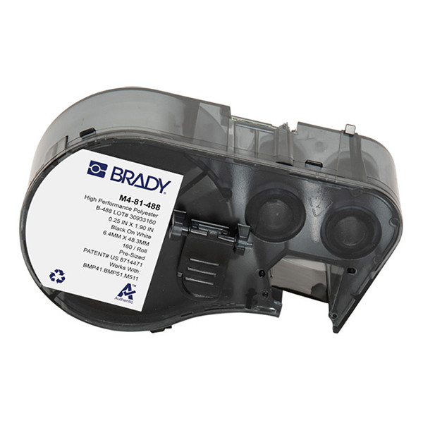 brady m4-81-488 etiquetas de poliester negro sobre blanco 635 mm x 4826 mm original