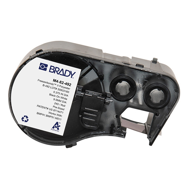 Brady M4-82-492 FreezerBondz etiquetas de poliéster negro sobre blanco Ø 9,53 mm (original)