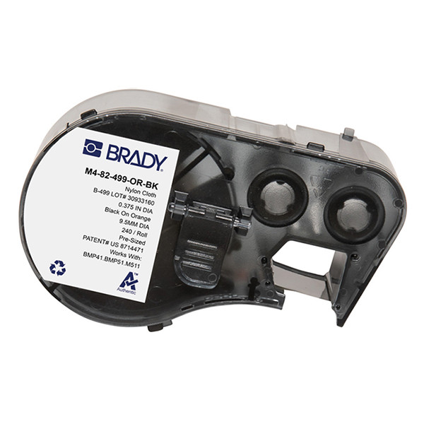 Brady M4-82-499-OR-BK etiquetas de tela de nailon negro sobre naranja 9,53 mm (original)