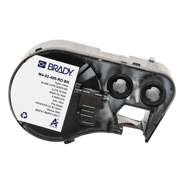 Brady M4-82-499-RD-BK etiquetas de tela de nailon negro sobre rojo 9,53 mm (original) M4-82-499-RD-BK 148370 - 1