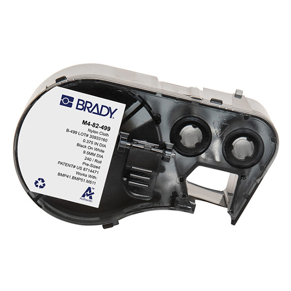 Brady M4-82-499 etiquetas de tela de nailon negro sobre blanco 9,53 mm (original)