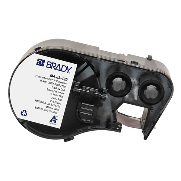 Brady M4-83-492 Etiquetas de poliéster FreezerBondz negro sobre blanco 12,7 mm (original) M4-83-492 148248 - 1