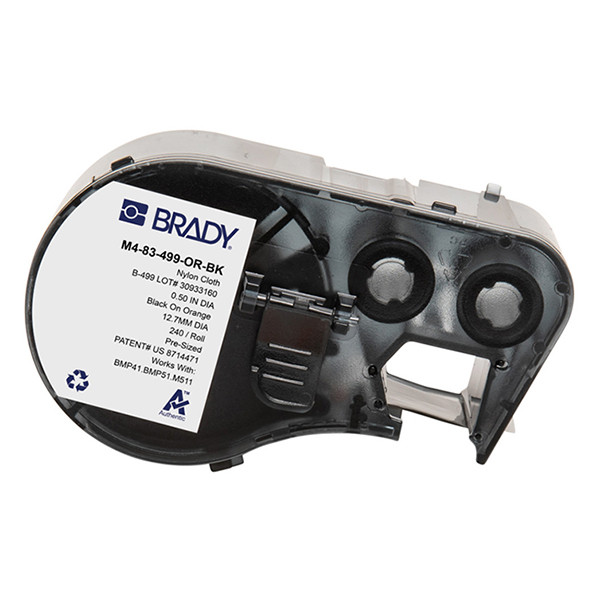 Brady M4-83-499-OR-BK etiquetas de tela de nailon negro sobre naranja  12,7 mm (original)