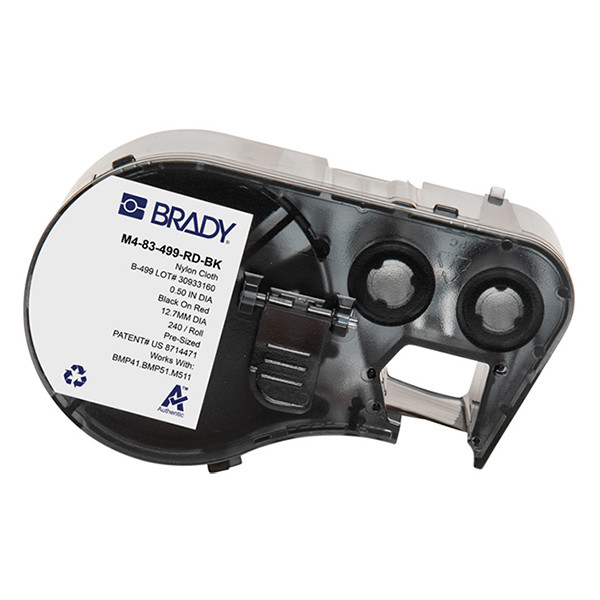 Brady M4-83-499-RD-BK etiquetas de tela de nailon negro sobre rojo 12,7 mm (original)