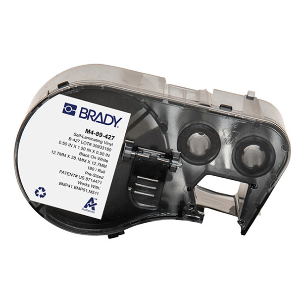 brady m4-89-427 etiquetas de vinilo laminado negro sobre blancotransparente 381 mm x 127 mm x 127 mm original