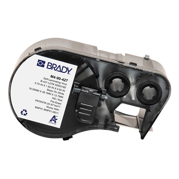 Brady M4-90-427 etiquetas de vinilo laminado negro sobre blanco/transparente 38,1 mm x 12,7 mm x 19,05 mm (original) M4-90-427 148126 - 1