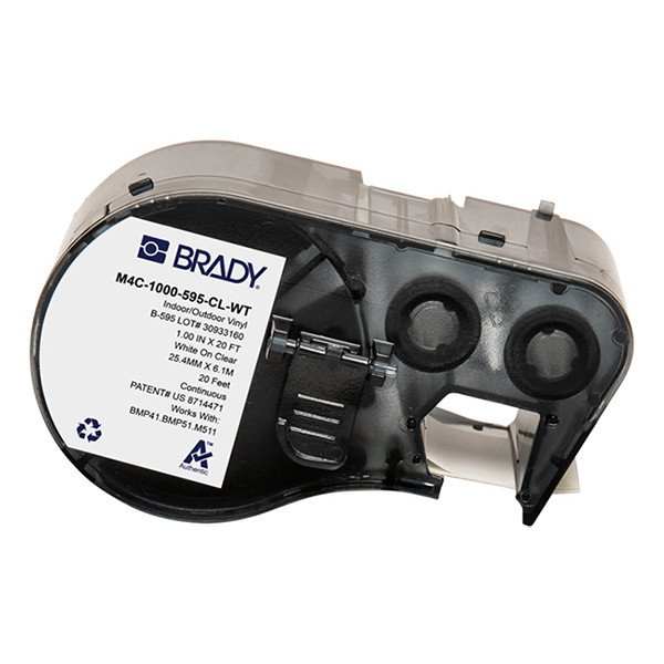 Brady M4C-1000-595-CL-WT Etiquetas de vinilo blanco sobre transparente 25,40 mm x 6,10 m (original)