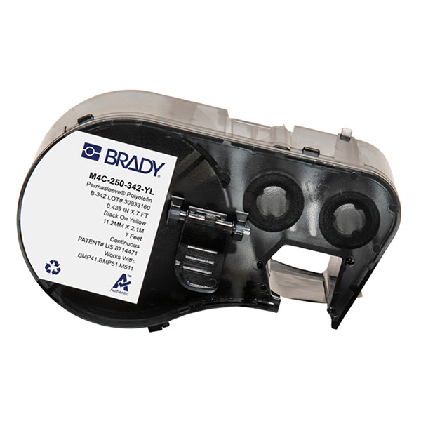 Brady M4C-250-342-YL cinta termocontraíble negra sobre amarilla 11,15 x 2,13 m (original)