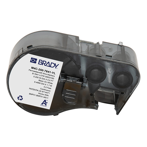 Brady Cinta de poliolefina termorretráctil para impresoras de etiquetas BMP41/BMP51/BMP53/M511 - Etiquetas adhesivas - Negro sobre amarillo (11,15 mm (al) x 1,68 m (l)) - M4C-250-7641-YL