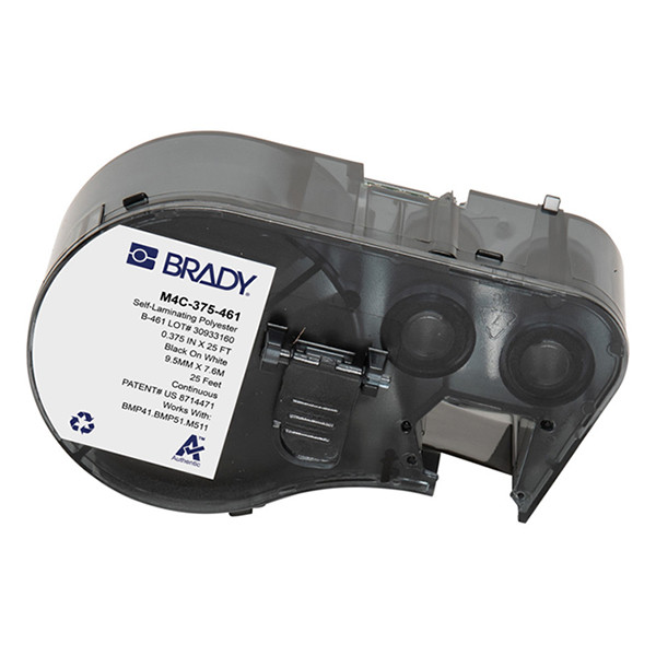 Brady M4C-375-461 etiquetas de poliéster laminada negro sobre blanco 9,53 mm x 7,62 m (original) M4C-375-461 147948 - 1
