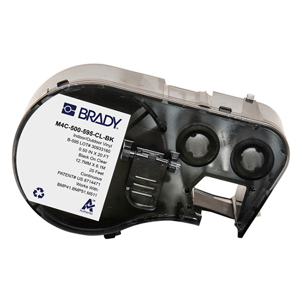 Brady M4C-500-595-CL-BK cinta vinilo negro sobre transparente 12,7 mm x 6,1 m (original) M4C-500-595-CL-BK 148198 - 1