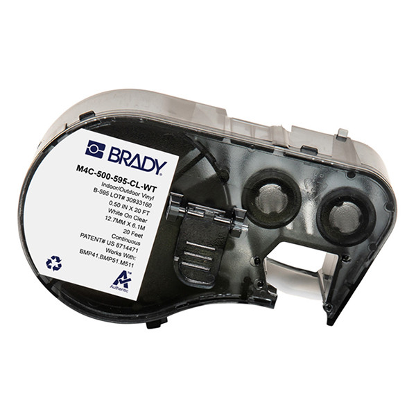 Brady M4C-500-595-CL-WT cinta vinilo blanco sobre transparente 12,7 mm x 6,1 m (original)