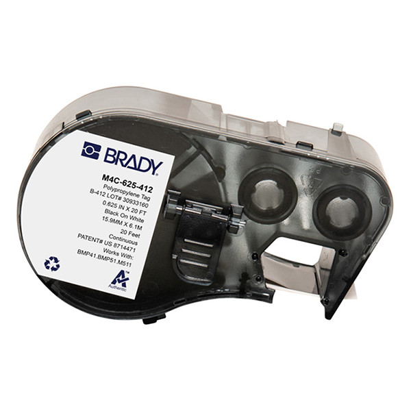 Brady M4C-625-412 etiquetas continuas de polipropileno negro sobre blanco 15,88 mm x 6,10 m (original)