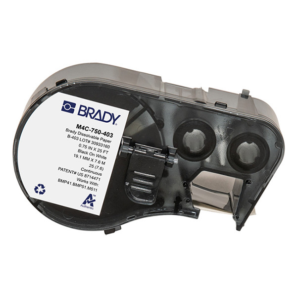 Brady M4C-750-403 cinta de papel negro sobre transparente 19,05 mm x 7,62 m (original)
