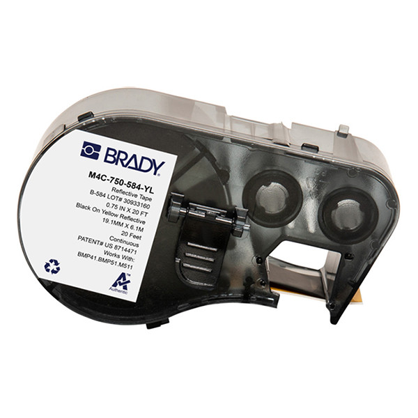 Brady M4C-750-584-YL etiquetas reflectantes negro sobre amarillo 19,05 mm x 6,10 m (original) M4C-750-584-YL 147967 - 1