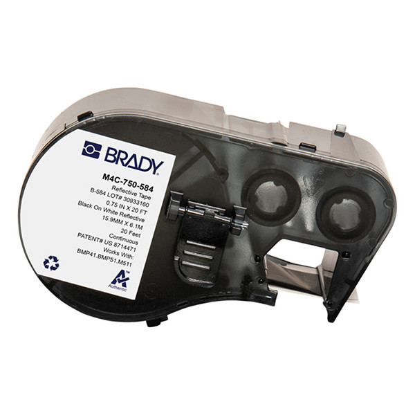 Brady M4C-750-584 etiquetas de plástico negro sobre blanco 19,05 mm x 6,10 m (original) M4C-750-584 148378 - 1