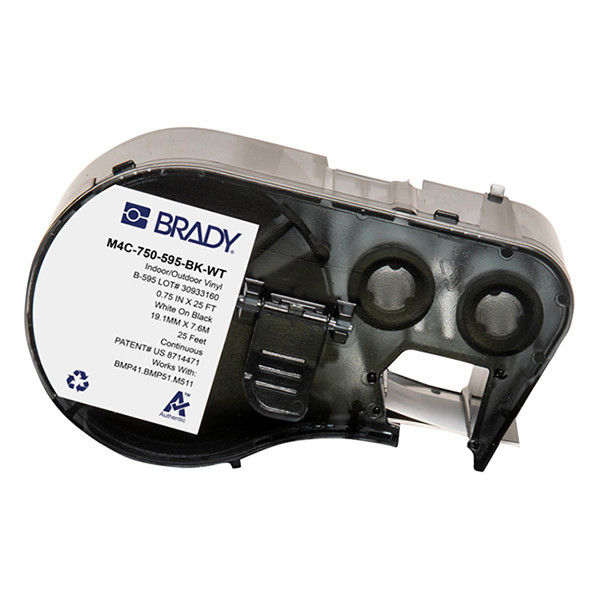 Brady M4C-750-595-BK-WT cinta vinilo blanco sobre negro 19,05 mm x 7,62 m (original) M4C-750-595-BK-WT 148382 - 1