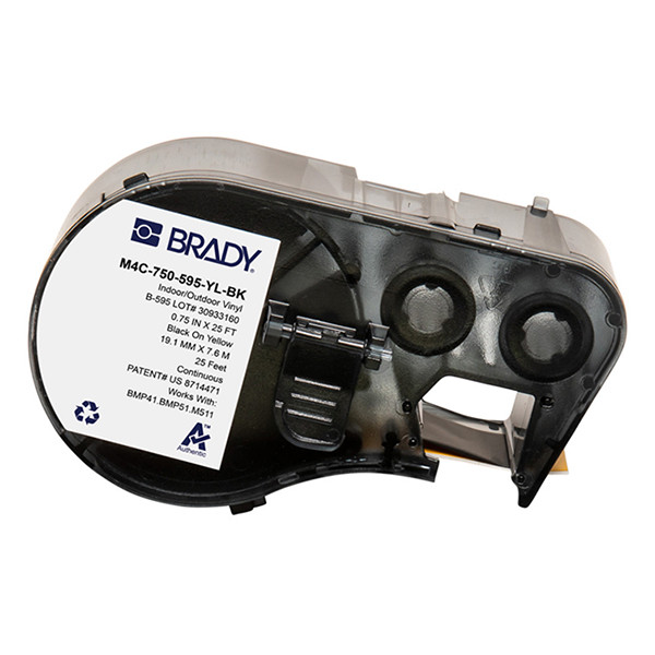 Brady M4C-750-595-YL-BK cinta de vinilo negro sobre amarillo 19,05 mm x 7,62 m (original)