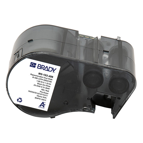 Brady M5-103-498 etiquetas de tela de vinilo negro sobre blanco 31,75 mm x 25,4 mm (original) M5-103-498 148318 - 1