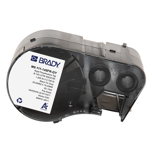 Brady M5-111-145FR-GY etiquetas de polietileno negro sobre gris 19,05 mm x 30,63 mm (original) M5-111-145FR-GY 148394 - 1