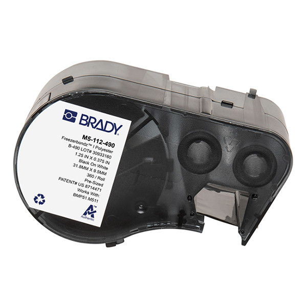 Brady M5-112-490 etiquetas de poliéster negro sobre blanco 31,75 mm x 9,53 mm (original) M5-112-490 148041 - 1