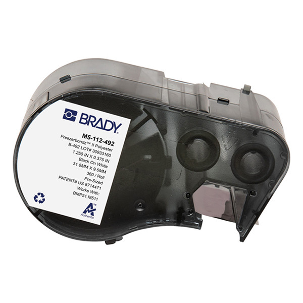 Brady M5-112-492 Etiquetas de poliéster Freezerbondz negro sobre blanco 9,53 mm x 31,75 mm (original) M5-112-492 148340 - 1