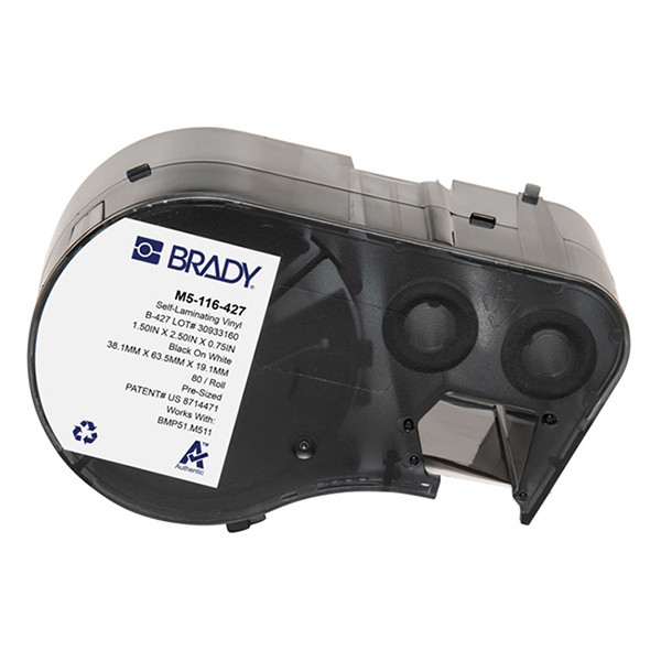 brady m5-116-427 etiquetas de vinilo laminado negro sobre blancotransparente 635 mm x 381 mm x 1905 mm original