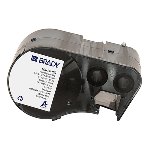 Brady M5-12-109 etiquetas de polietileno negro sobre blanco 76,20 mm x 19,05 mm (original) M5-12-109 148060 - 1