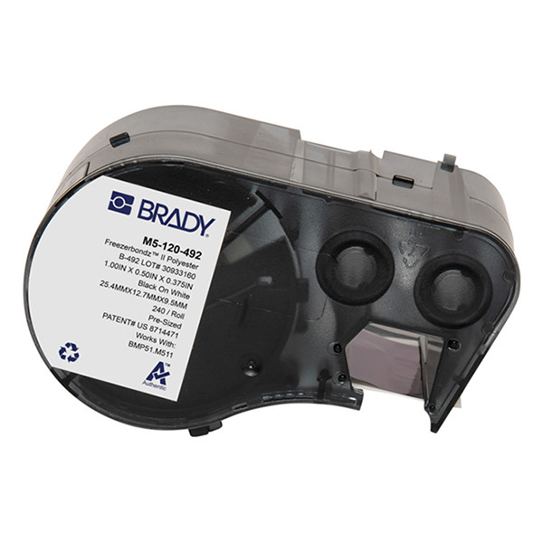 Brady M5-120-492 Etiquetas de poliéster FreezerBondz negro sobre blanco 25,4 mm x 12,7 mm (original) M5-120-492 148300 - 1