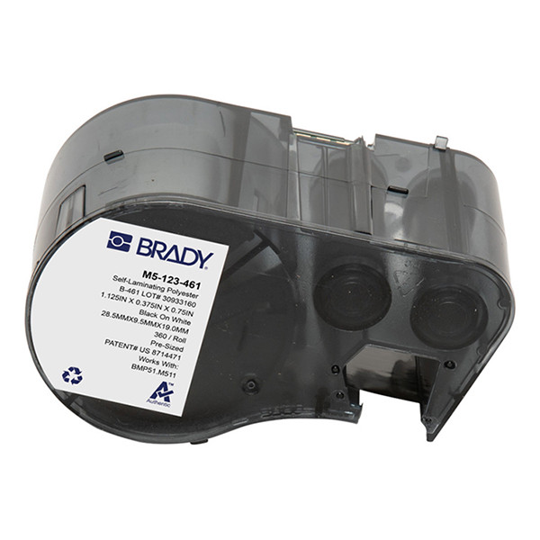 Brady M5-123-461 etiquetas de poliéster laminadas negro sobre blanco 28,58 mm x 9,53 mm (original)