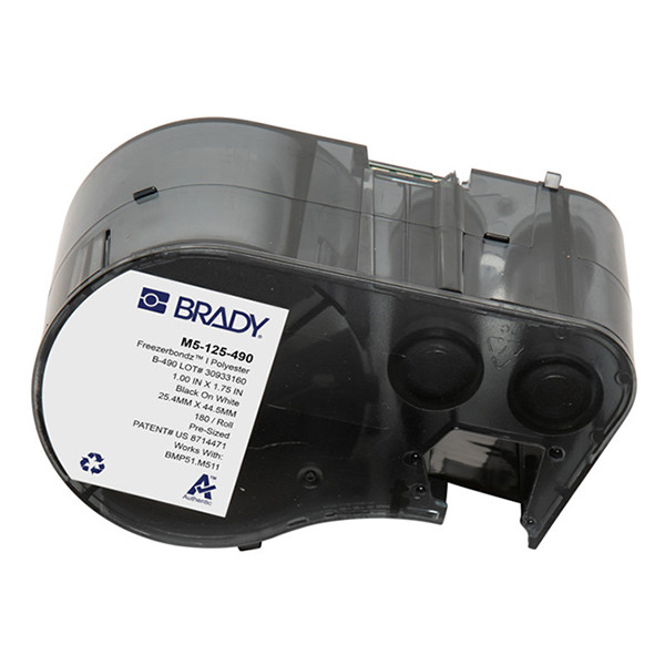 brady m5-125-490 etiquetas de poliester freezerbondz negro sobre blanco 254 mm x 4445 mm original