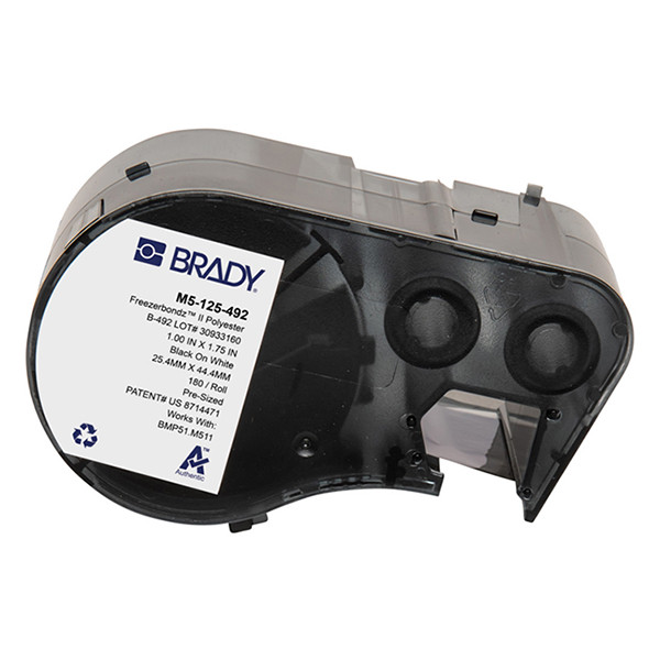 Brady M5-125-492 Etiquetas de poliéster FreezerBondz negro sobre blanco 25,4 mm x 44,45 mm (original) M5-125-492 148344 - 1