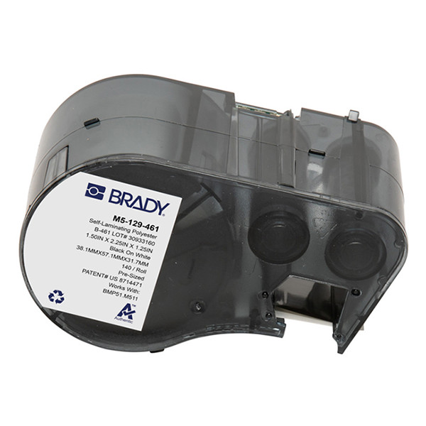 Brady M5-129-461 etiquetas de poliéster laminadas negro sobre blanco/transparente 38,1 mm x 57,15 mm x 31,75 mm (original)