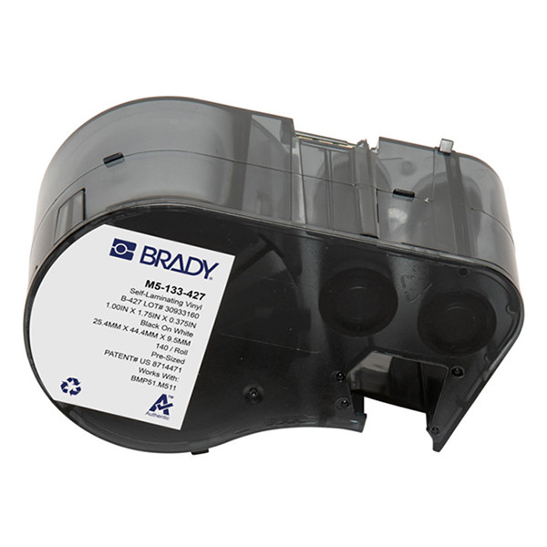 Brady M5-133-427 etiquetas de vinilo laminado negro sobre blanco/transparente 25,4 mm x 44,45 mm x 9,53 mm (original)