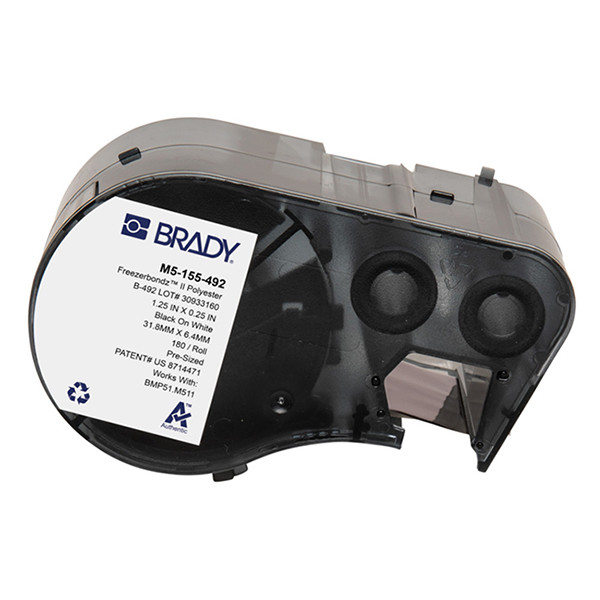 Brady M5-155-492 Etiquetas de poliéster Freezerbondz negro sobre blanco 6,35 mm x 31,75 mm (original) M5-155-492 148284 - 1
