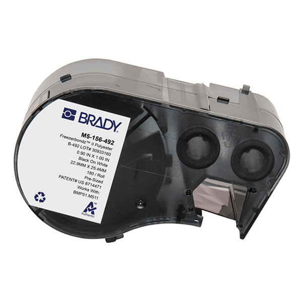 Brady M5-156-492 Etiquetas de poliéster Freezerbondz negro sobre blanco 22,86 x 25,4 mm (original)