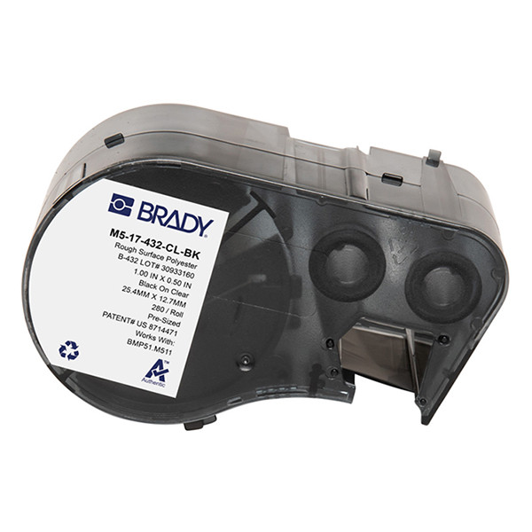 Brady M5-17-432-CL-BK etiquetas de poliéster negro sobre transparente 12,7 mm x 25,4 mm (original) M5-17-432-CL-BK 148408 - 1