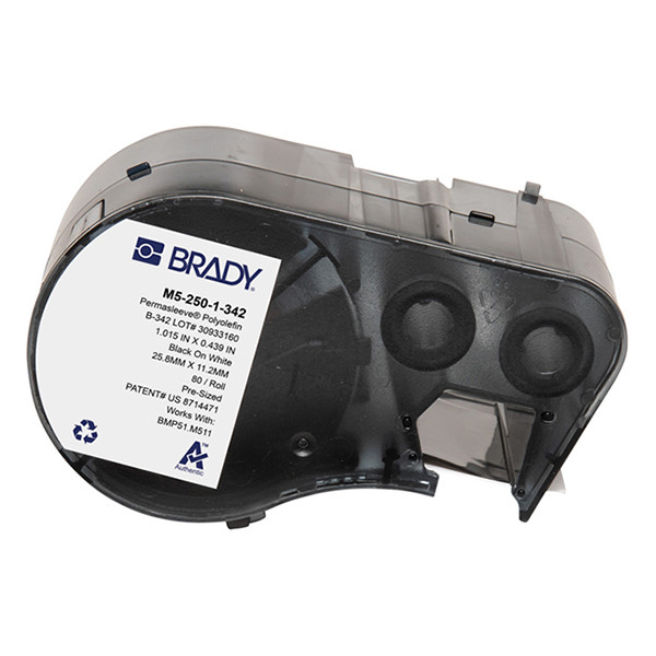 Brady M5-250-1-342 cinta termorretráctil negra sobre blanco 11,15 mm x 25,78 mm (original)